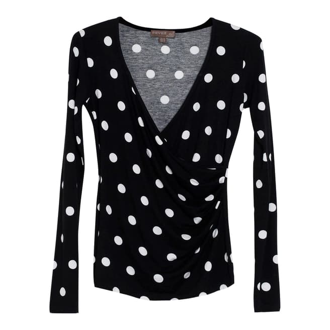 Fever Black/White Whistable Spotted Stretch Top