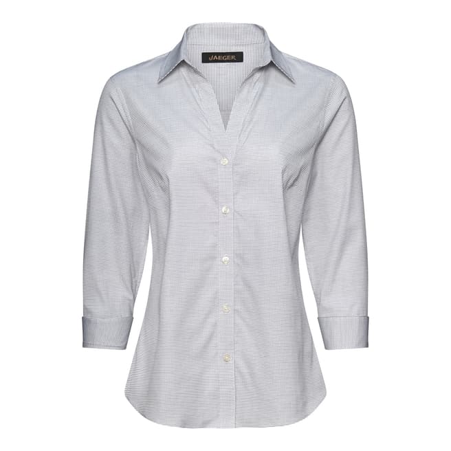 Jaeger Grey/White Micro Check Cotton Shirt