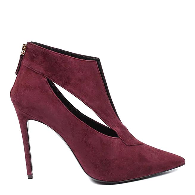 Versace 19.69 ASMI Burgundy Suede Cut Out Ankle Boots 10cm Heel