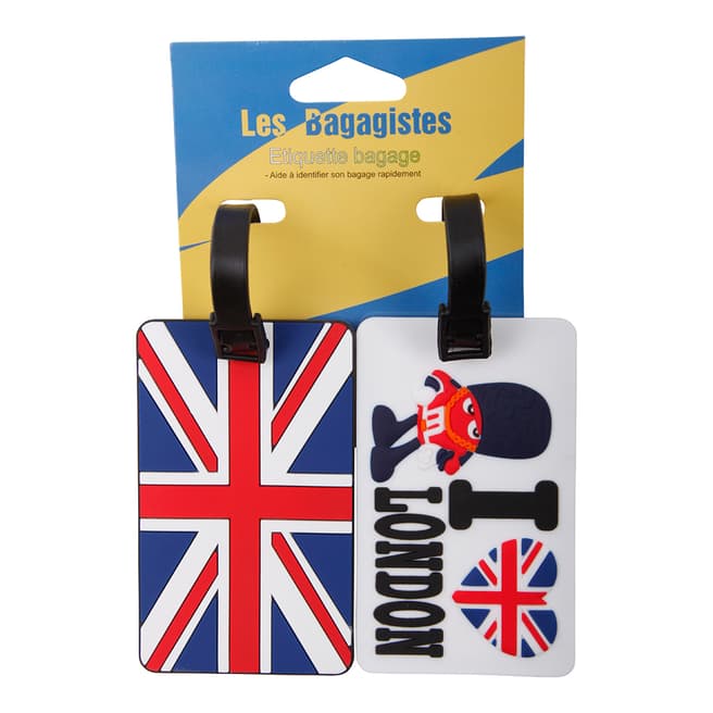 Les Bagagistes Set Of Two Blue/White/Red London Luggage Tags