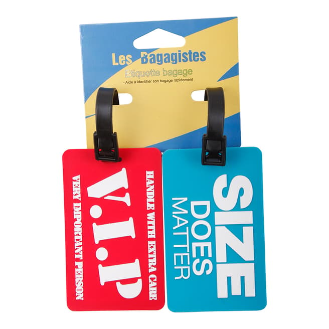 Les Bagagistes Set Of Two Red/Blue 'Vip' Luggage Tags
