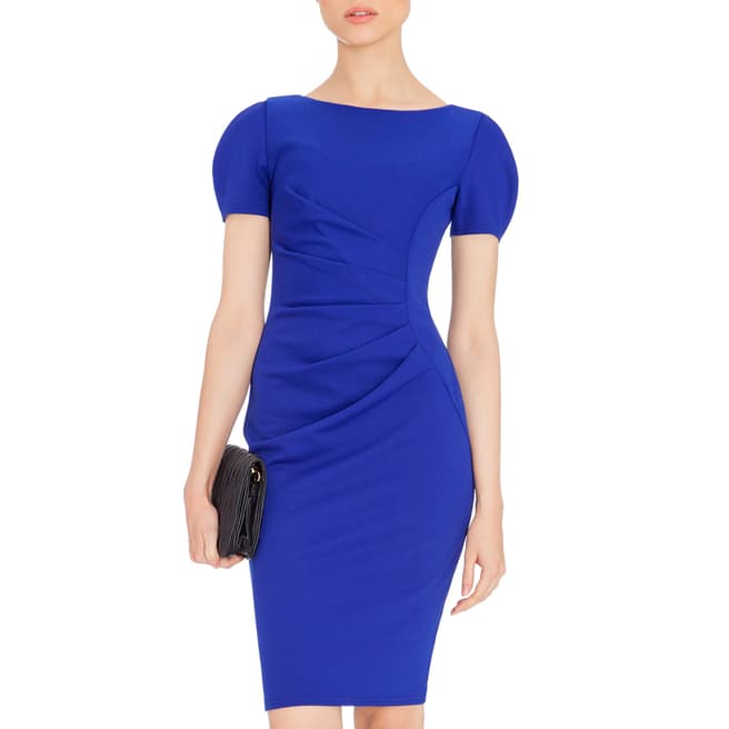 Goddiva Blue Ruched Stretch Dress