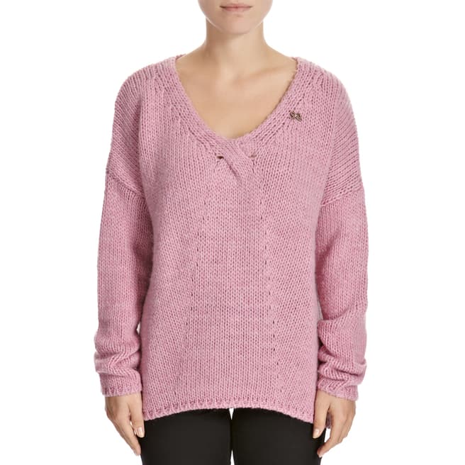 Avoca Anthology Pink Turner Knitted Wool Blend Cardigan