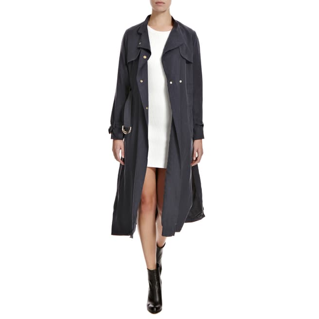 French Connection Grey Desert Drape Belted Trench Coat