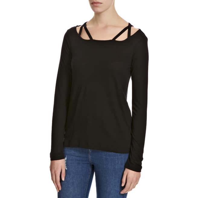 French Connection Black Tilly Tencel Strap Detail Top