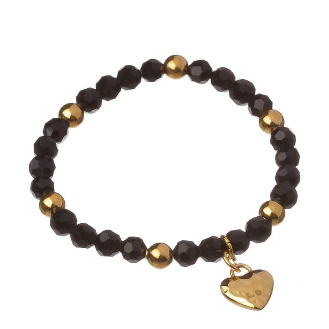 Chloe Collection by Liv Oliver Black/Gold Heart Pendant Bracelet