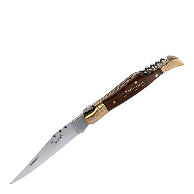Laguiole Brown/Gold Folding Knife/Corkscrew