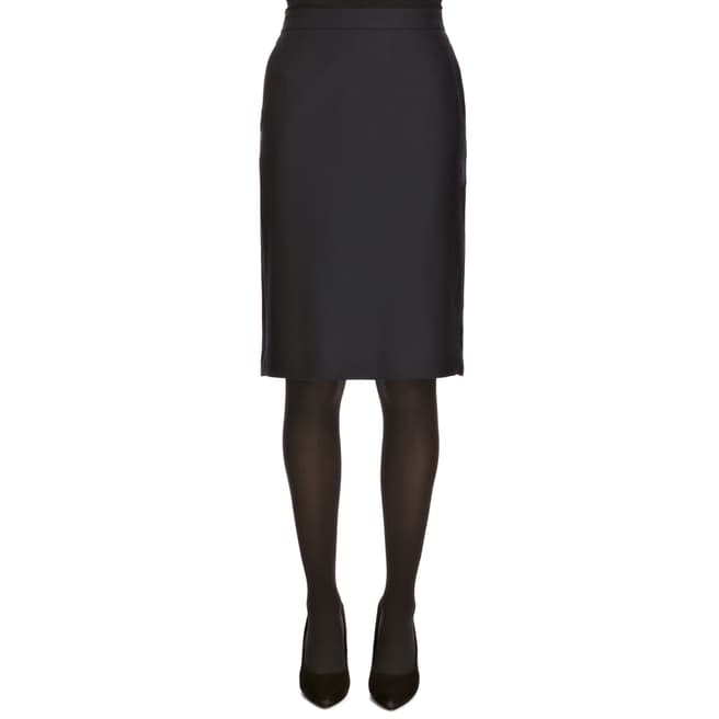 Nicole Farhi Navy Soft Tailored Asymmetric Wool Skirt