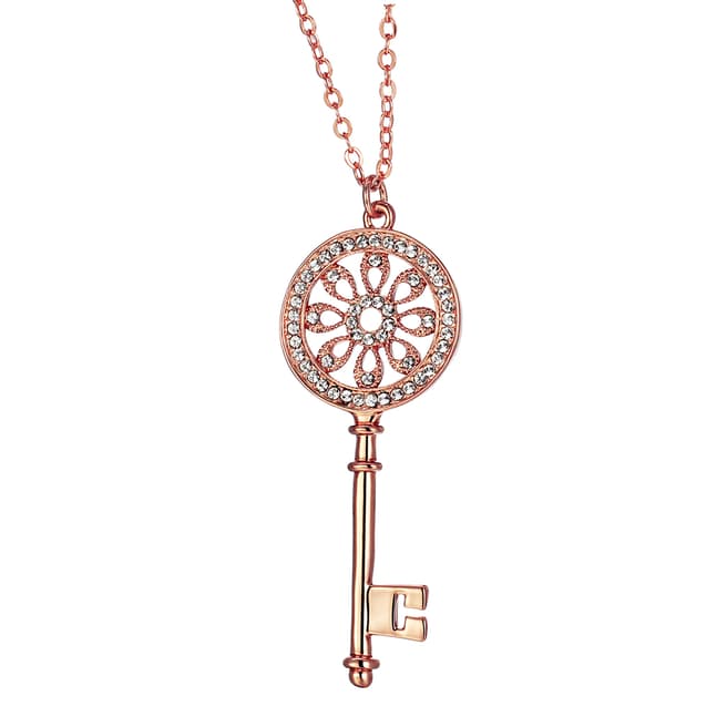 Seventy 6 Gold Key of The Dreams Long Austrian Crystals Necklace
