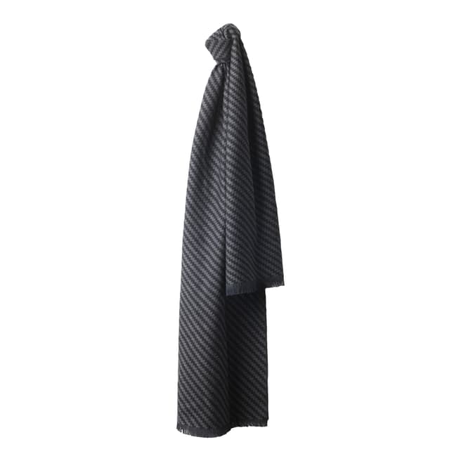Jaeger Grey/Black Staggered Line Wool/Silk Blend Scarf