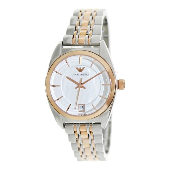 Armani Ladies Silver/Gold Stainless Steel Contrast Watch