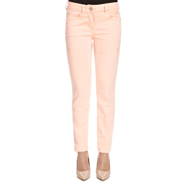 Sandwich Neon Coral Embroidered Skinny Stretch Jeans