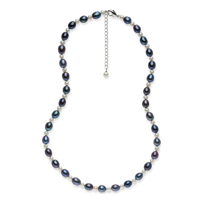 Nova Pearls Copenhagen Dark Blue/White Freshwater Pearl Necklace