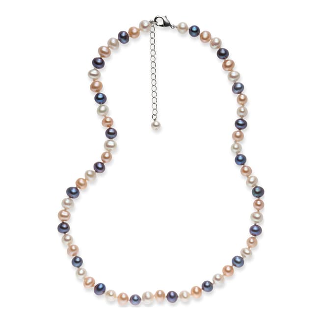 Nova Pearls Copenhagen Blue/White/Peach Freshwater Pearl Necklace