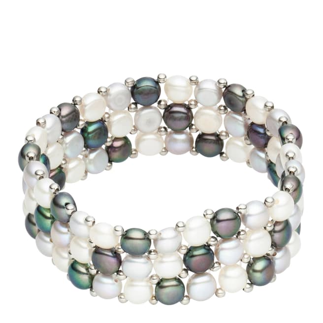 Nova Pearls Copenhagen White/Silver/Blue Fresh Water Cultured Pearl Bracelet