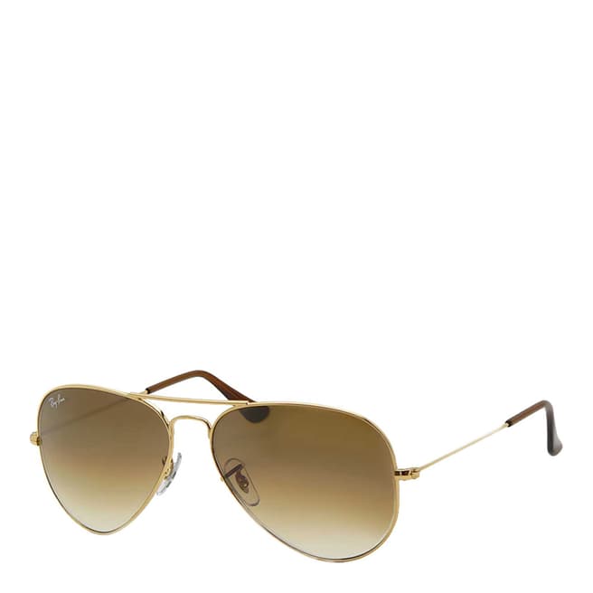 Ray-Ban Unisex Gold Aviator Sunglasses 55mm