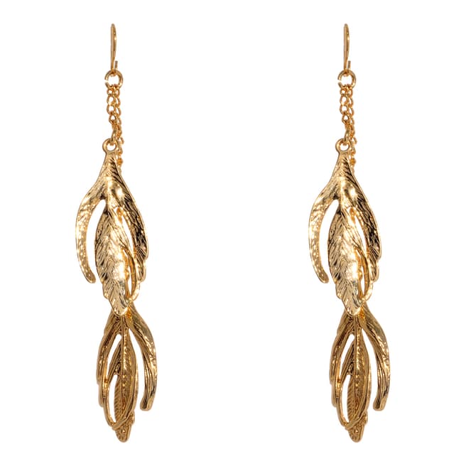 Amrita Singh Gold Tone Midi Leaf Drop Earrings