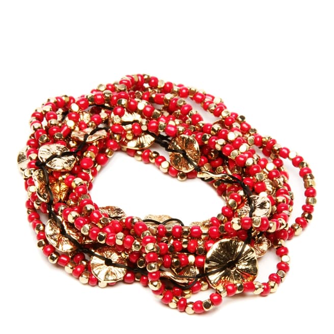Amrita Singh Eleven Piece Gold/Red Amelie Bracelet Set