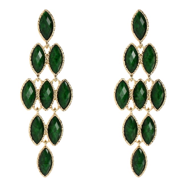 Amrita Singh Gold/Green Easter Jocasta Chandelier Earrings
