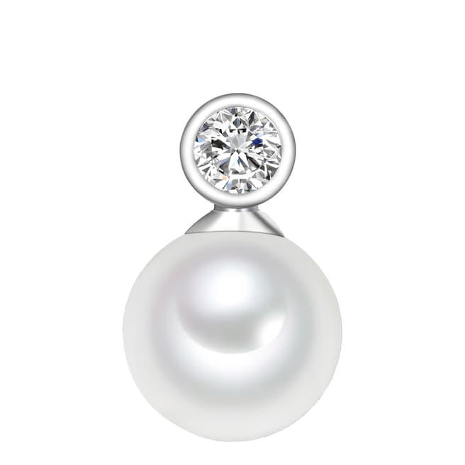 Pearls of London Silver/White Organic Pearl/Zirconia Stud Pendant