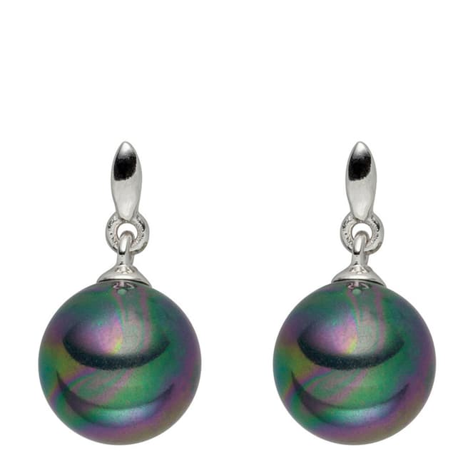 Pearls of London Silver/Dark Grey Pearl Stud Drop Earrings