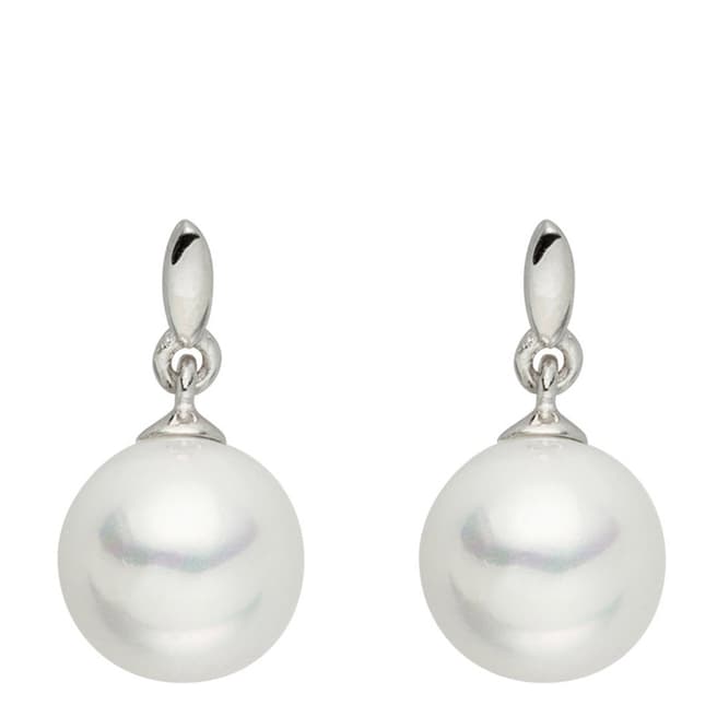Pearls of London Silver/White Pearl Stud Drop Earrings