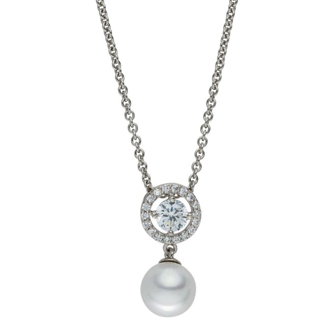 Pearls of London Silver/White Organic Pearl/Zirconia Circular Pendant