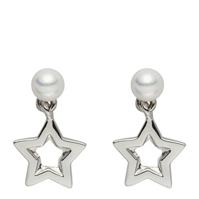 Pearls of London White Pearl Star Drop Earrings 5mm
