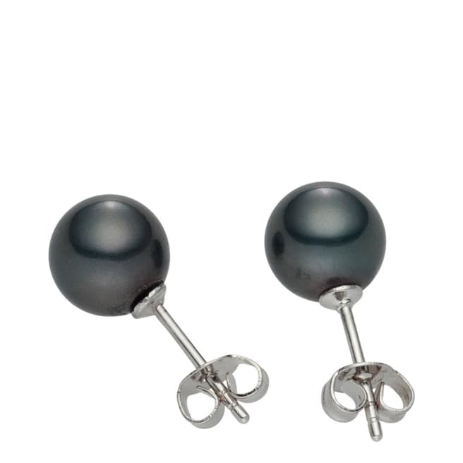 Pearls of London Dark Grey Pearl Stud Earrings