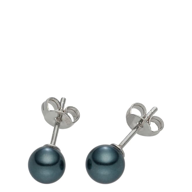 Pearls of London Dark Blue Pearl Stud Earrings