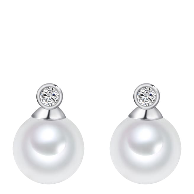 Pearls of London White Organic Pearl Stud Drop Earrings