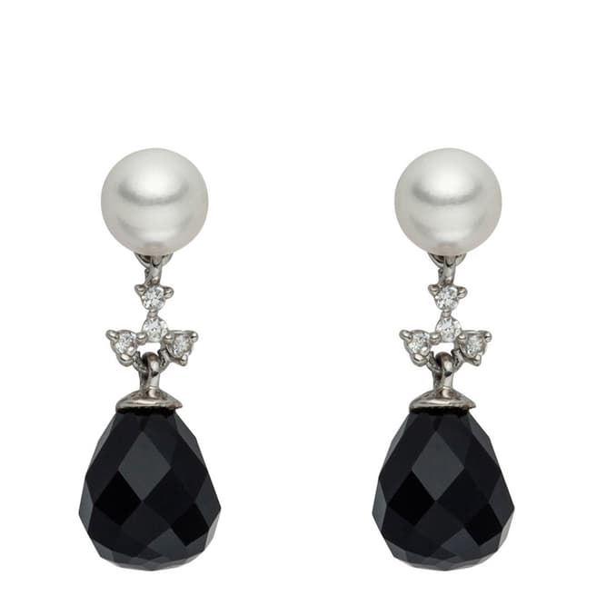 Pearls of London White/Black Onyx/Pearl Drop Earrings