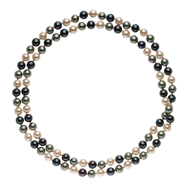 Pearls of London Dark Grey/Grey Pearl Long Necklace