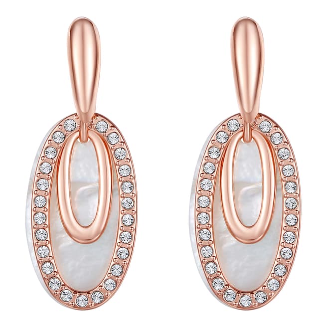 Lilly & Chloe Rose Gold/White Swarovski Crystal Elements Oval Earrings