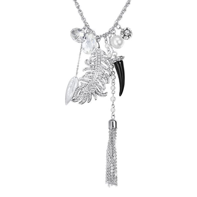 Saint Francis Crystals Silver/Crystal Multi Drop Charm Necklace