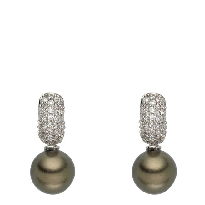 Pearls of London Silver/Green Organic Pearl/Zirconia Creole Hoop Earrings 8mm