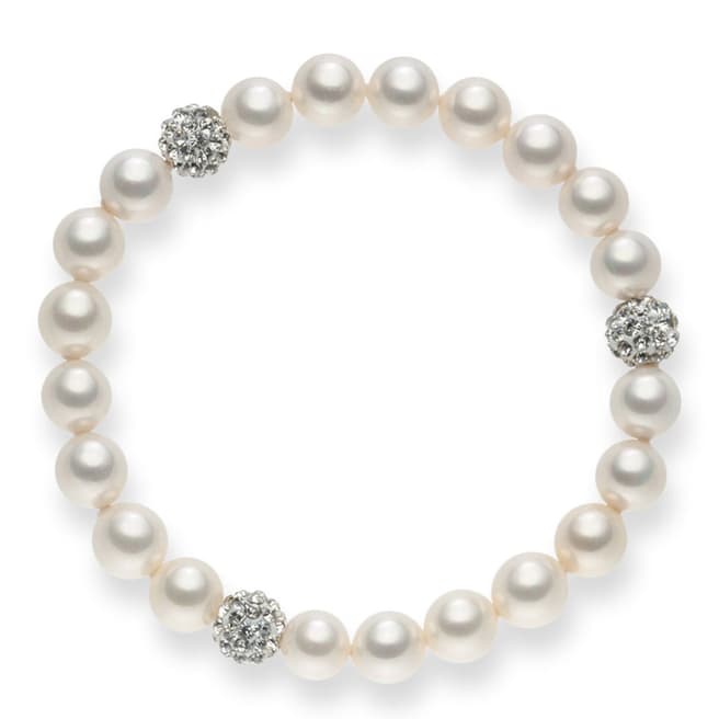 Nova Pearls Copenhagen White/Silver Organic Pearl/Zirconia Bracelet 8mm