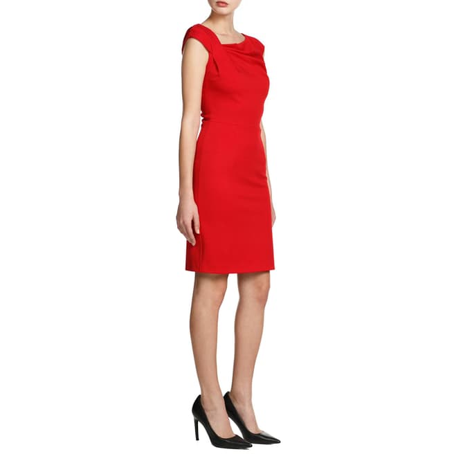 Mango Red Asymmetric Draped Stretch Dress