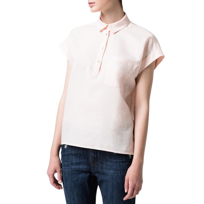 Mango Light Pink Box Linen/Cotton Blend Shirt