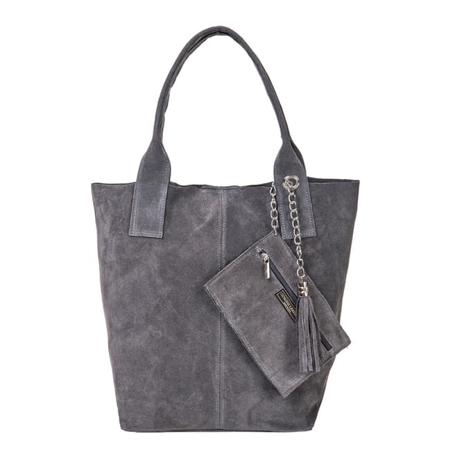 Matilde Costa Grey Suede Leather Tote Bag