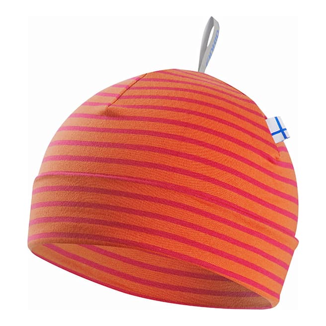 Finkid Children's Rose Pink/Pale Orange Hitti Stripe Cotton Blend Hat One Size