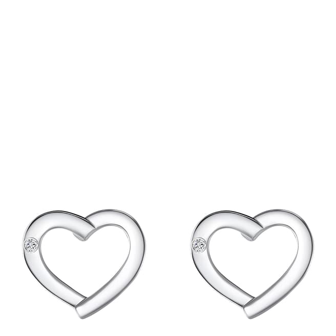 Tess Diamonds Silver Diamond Heart Stud Earrings