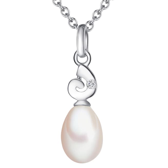 Tess Diamonds Sterling Silver Diamond And Pearl Drop Necklace