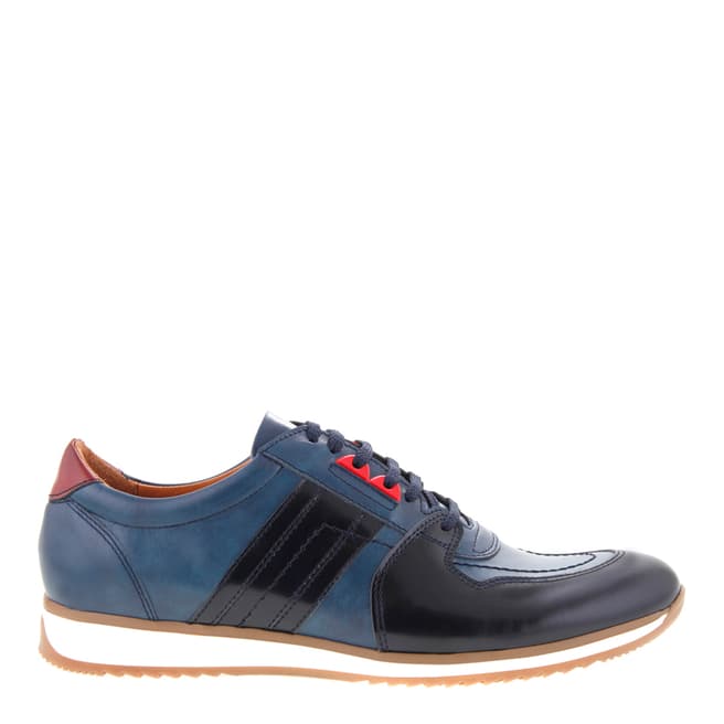 Malatesta Black/Blue Leather Lace Up Casual Shoes