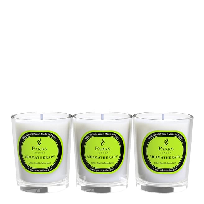 Parks London Set of Three Lime/Basil/Mandarin Scented Candles