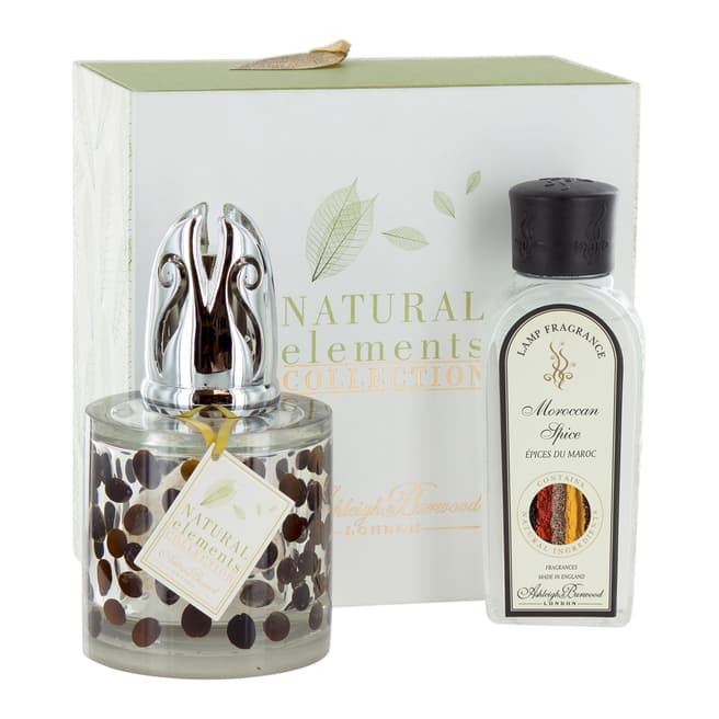 Ashleigh and Burwood Brown/Silver Coffee Beans Fragrance Lamp Gift Set