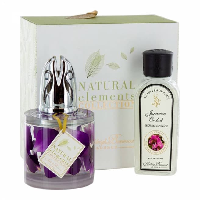 Ashleigh and Burwood Purple/Silver Orchid Petals Fragrance Lamp Gift Set