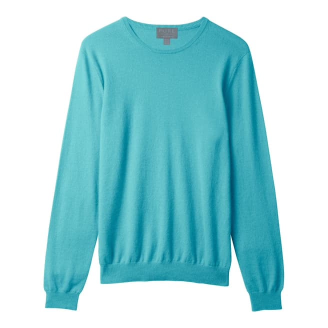 Pure Collection Turquoise Crew Neck Cashmere Jumper