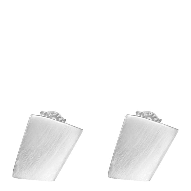 Otis Jaxon Silver Brushed Pentagon Stud Earrings