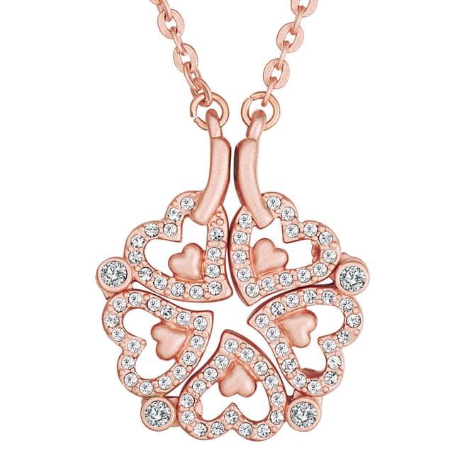 Saint Francis Crystals Rose Gold Hearts Crystal Necklace